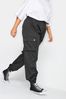 Yours Curve Black Cuffed Woven Cargo Trousers