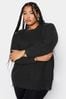 Yours Curve Black Fashion Distressed Jumper