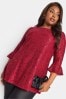 Yours Curve Red Sweetheart Neck Lace Party Swing Top