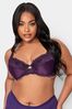 Yours Curve Purple Jacquard And Lace Non Padded Underwired Bra