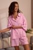 Pink Stripe Linen Blend Shirt