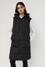 VERO MODA Black Petite Hooded Padded Longline Gilet