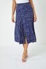 Dusk Blue RomanConfetti Spot Print Midi Skirt