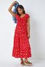 Roman Red Boho Print Tie Maxi Dress