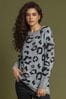 Roman Grey Jacquard Animal Print Jumper