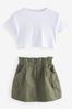 Khaki Green Cargo Skirt And T-shirt Set (3-16yrs)