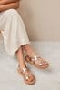 Rose Gold Forever Comfort® Flatform Strappy Sandals