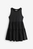 Black Jersey Back Detail Tiered Dress (3-16yrs)