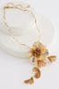 Gold Tone Flower Drop Y Necklace