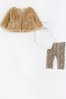 River Island Brown Peplum Baby Girls Fur Bodysuit & Legging Set