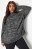 Yours Curve Black Spacedye Soft Touch Front Seam Long Sleeve Top