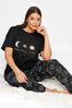 Yours Curve Black Sun and Moon Tapered Gift Pyjamas Set
