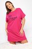 Yours Curve Pink Love Hearts Sleep T-Shirt