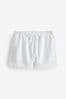 White Drawstring Waist Boy Shorts With Linen, Regular