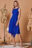 Jolie Moi Cobalt Blue Fit & Flare Ruffle Detail Midi Dress