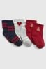 Gap Red Blue and Grey Toddler Soft Knit Print Socks 3-Pack