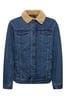 Blend Blue Denim Jacket with Fleece Collar Jacket