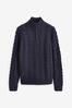 French Connection Dark Navy 1/2 Zip Cable Knit Jumper