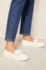 Friends Like These White Wide Fit Faux Leather Bow Slip On Trainers, Wide Fit