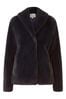 Yumi Black Short Wrap Faux Fur Coat