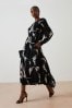 FatFace Black Elaine Swallow Print Midi Dress