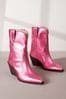 Pink Metallic Signature Leather Forever Comfort® Western Cowboy Boots