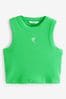 Green Ribbed Shorter length Sleeveless Racer Vest Tank Top