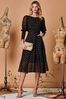 Jolie Moi Metallic Chiffon Puff Sleeve Maxi Black Dress