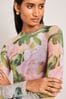 Camille Pissaro Floral License Long Sleeve Mesh Top