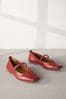 Red Signature Leather Mary Jane Flat Shoes