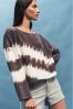 Navy Tie Dye Relaxed Fit Slouch Sweat Top