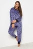 Yours Curve Blue Funky Animal Velour Lounge Set
