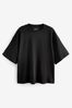 Black 100% Cotton Heavyweight Relaxed Fit Crew Neck T-Shirt