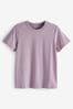 Malve/Violett - Basic-T-Shirt aus 100 % reiner Baumwolle in Regular Fit mit Rundhalsausschnitt