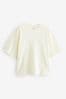 Ecru, Weiß - Schweres T-Shirt in Relaxed Fit aus 100 % Baumwolle mit Rundhalsausschnitt