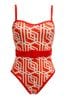 Pour Moi Orange Casablanca Removable Straps Belted Control Swimsuit