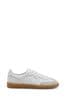 BOSS Cream Leather and Suede Mix Gum Sole Trainers