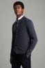 Navy Reiss Forbes Merino Wool Button-Through Cardigan