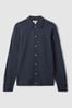 Navy Reiss Forbes Merino Wool Button-Through Cardigan