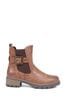Pavers Relife Chunky Buckle Detail Brown Ankle Boots