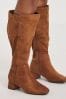 JD Williams Extra Wide Block Heel High Leg Brown Boots