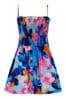 Pour Moi Blue Multi Floral Strapless Shirred Bodice Playsuit