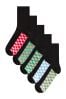 Leuchtendes Schachbrettmuster - Socken mit Fußbett, 5er-Pack