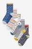 Ecru/Navy Spot Stripe Ankle Socks 5 Pack