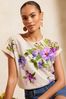 V&A | Love & Roses Ivory White Floral Petite Round Neck Jersey T-Shirt