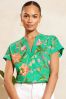 V&A | Love & Roses Green Floral Petite V Neck Jersey Short Sleeve T-Shirt, Petite
