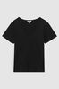 Reiss Black Bailey Cotton V-Neck T-Shirt
