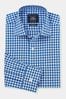 Savile Row Company Blue Gingham Check Single Cuff Formal Shirt
