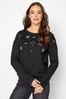 Long Tall Sally Black Embellished V Neck Sweatshirt