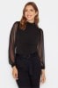 Long Tall Sally Black High Neck Mesh Sleeve Top